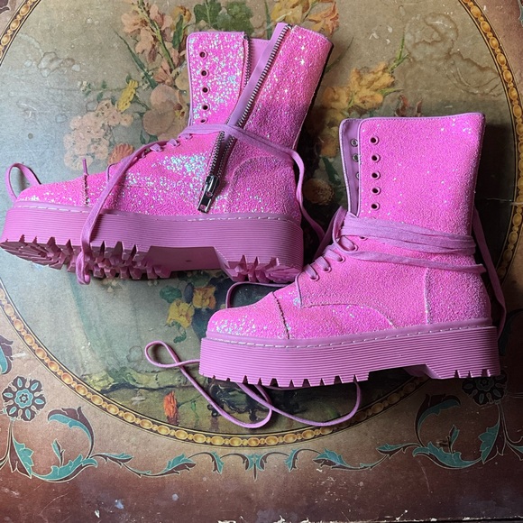 Club Exx glitter boots pink size 10 never worn - Picture 2 of 4